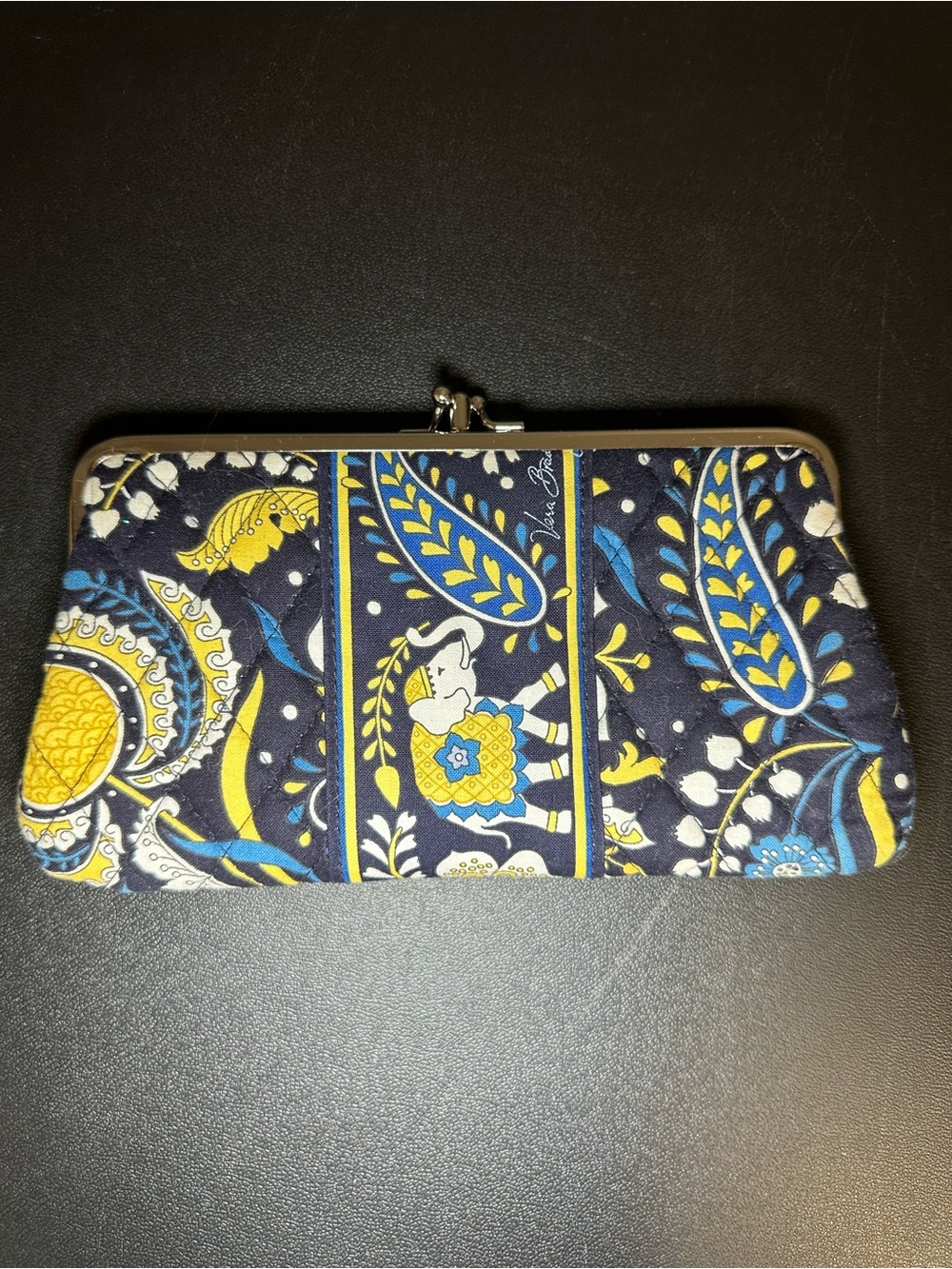 Vera Bradley kisslock Blue & Yellow Floral Pattern Clasp Wallet